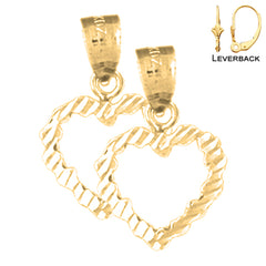 Pendientes de plata de ley con forma de corazón de pepita de 19 mm (chapados en oro blanco o amarillo)
