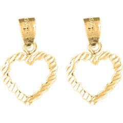 Yellow Gold-plated Silver 19mm Nugget Heart Earrings