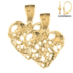 14K or 18K Gold Nugget Heart Earrings