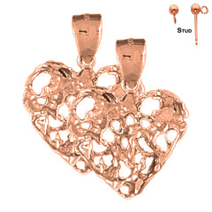 14K or 18K Gold Nugget Heart Earrings