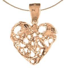 10K, 14K or 18K Gold Nugget Heart Pendant