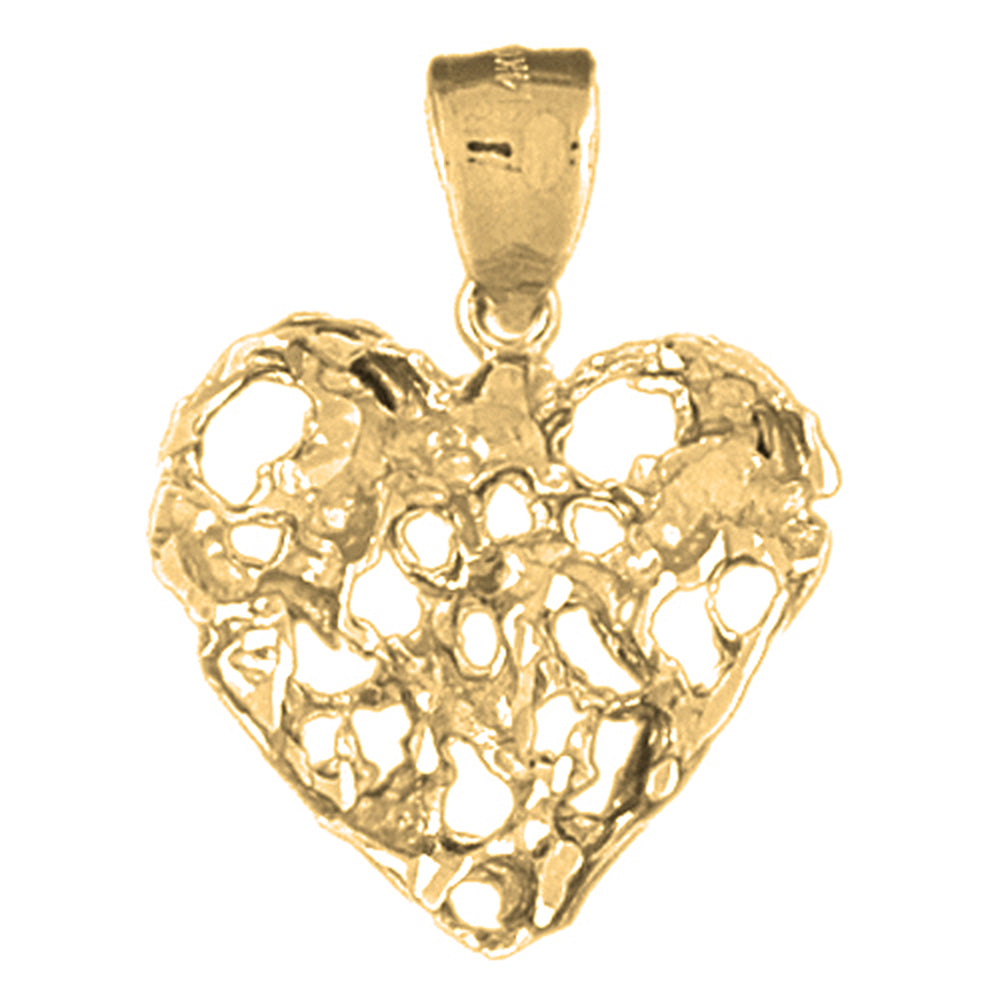 10K, 14K or 18K Gold Nugget Heart Pendant