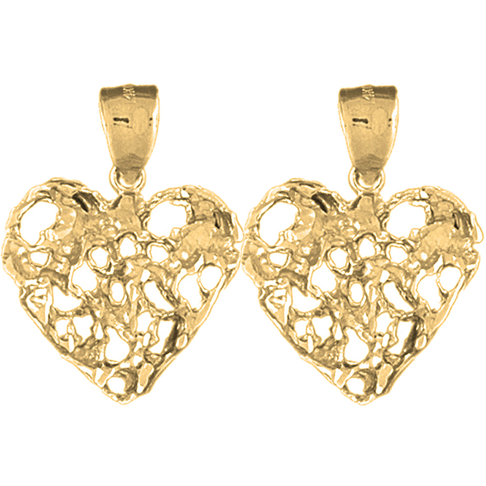 14K or 18K Gold 28mm Nugget Heart Earrings