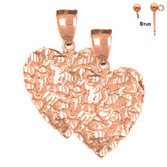 14K oder 18K Gold 31mm Nugget Herz Ohrringe