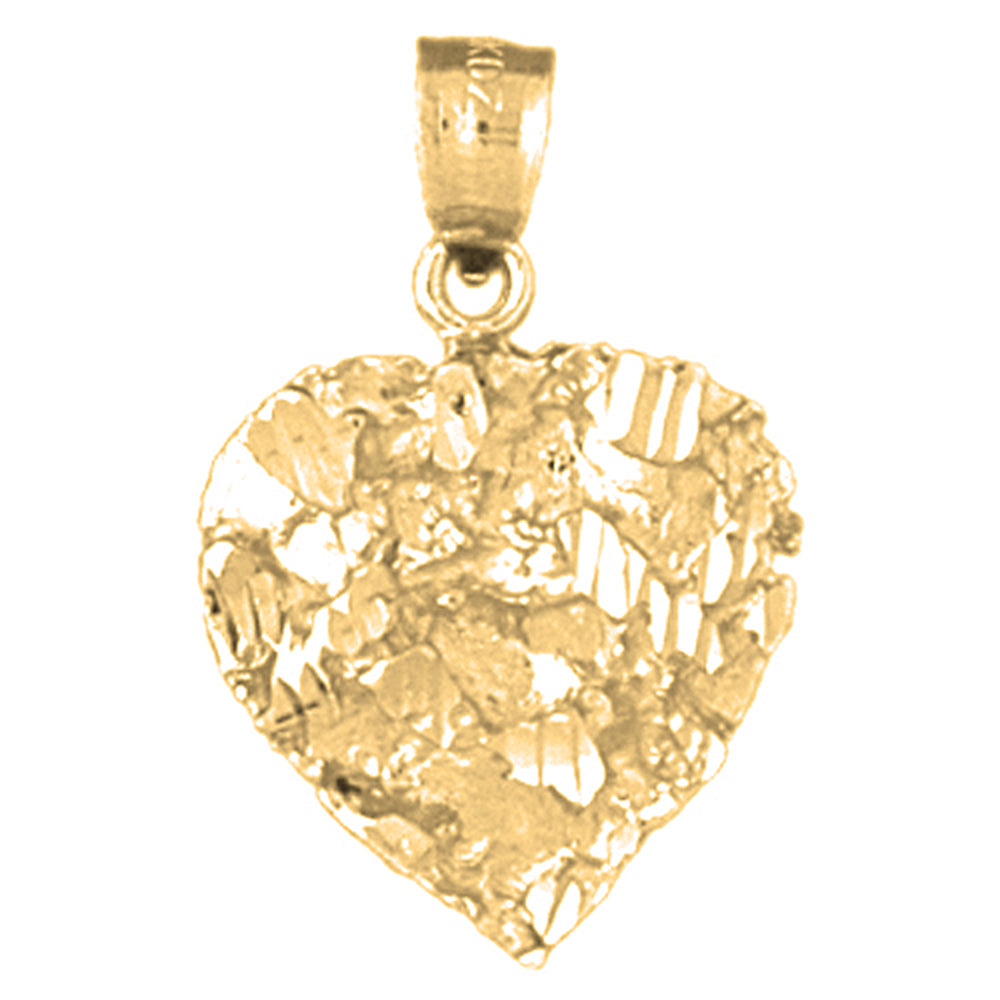 10K, 14K or 18K Gold Nugget Heart Pendant