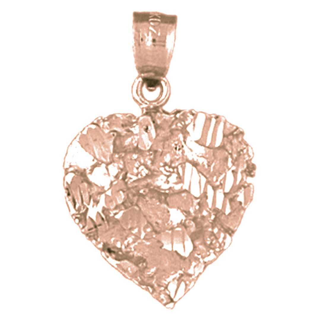 10K, 14K or 18K Gold Nugget Heart Pendant