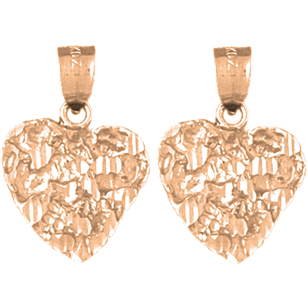 14K or 18K Gold 21mm Nugget Heart Earrings