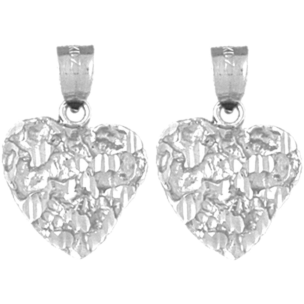 Sterling Silver 21mm Nugget Heart Earrings