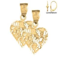 14K or 18K Gold Nugget Heart Earrings