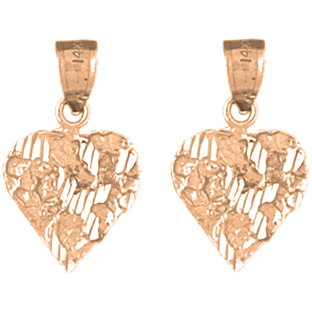 14K or 18K Gold 21mm Nugget Heart Earrings