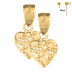 14K oder 18K Gold 16mm Nugget Herz Ohrringe