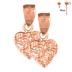 14K or 18K Gold Nugget Heart Earrings