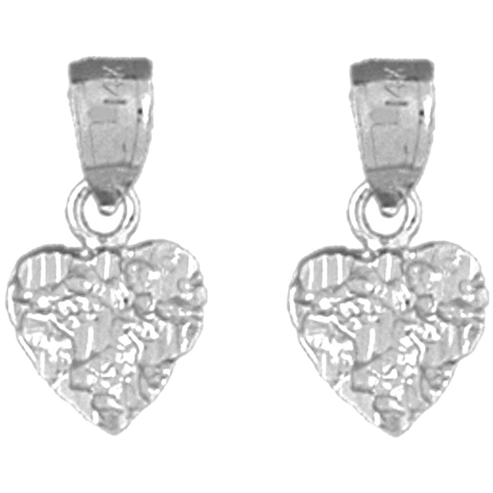 Sterling Silver 16mm Nugget Heart Earrings