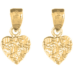 Yellow Gold-plated Silver 16mm Nugget Heart Earrings