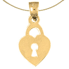 14K or 18K Gold Heart Lock Pendant