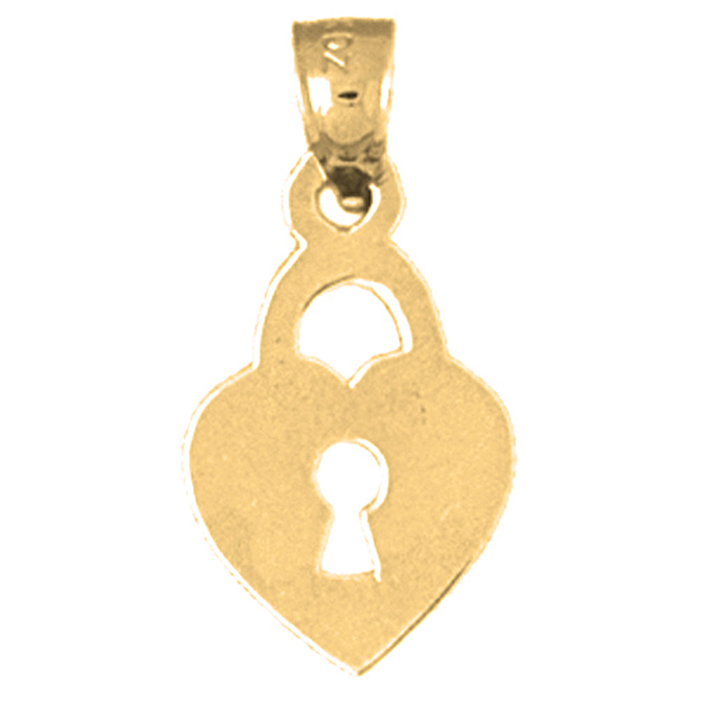 14K or 18K Gold Heart Lock Pendant