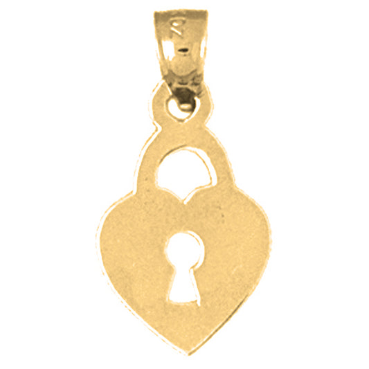 14K or 18K Gold Heart Lock Pendant