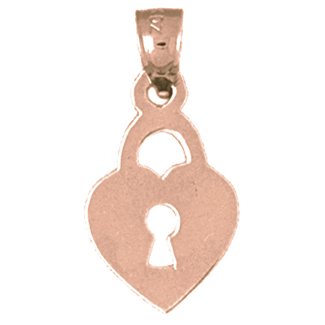 14K or 18K Gold Heart Lock Pendant