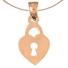 14K or 18K Gold Heart Lock Pendant