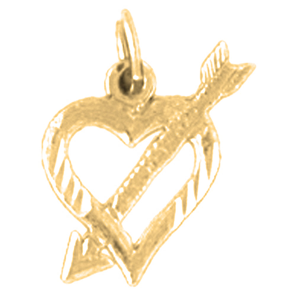 14K or 18K Gold Heart And Arrow Pendant