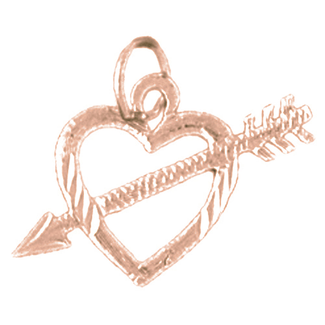 14K or 18K Gold Heart And Arrow Pendant