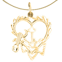 14K or 18K Gold Heart With Key Pendant