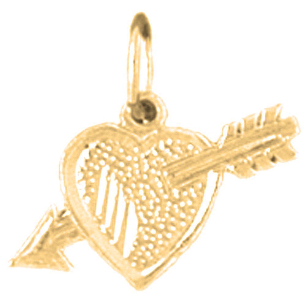 14K or 18K Gold Heart With Arrow Pendant