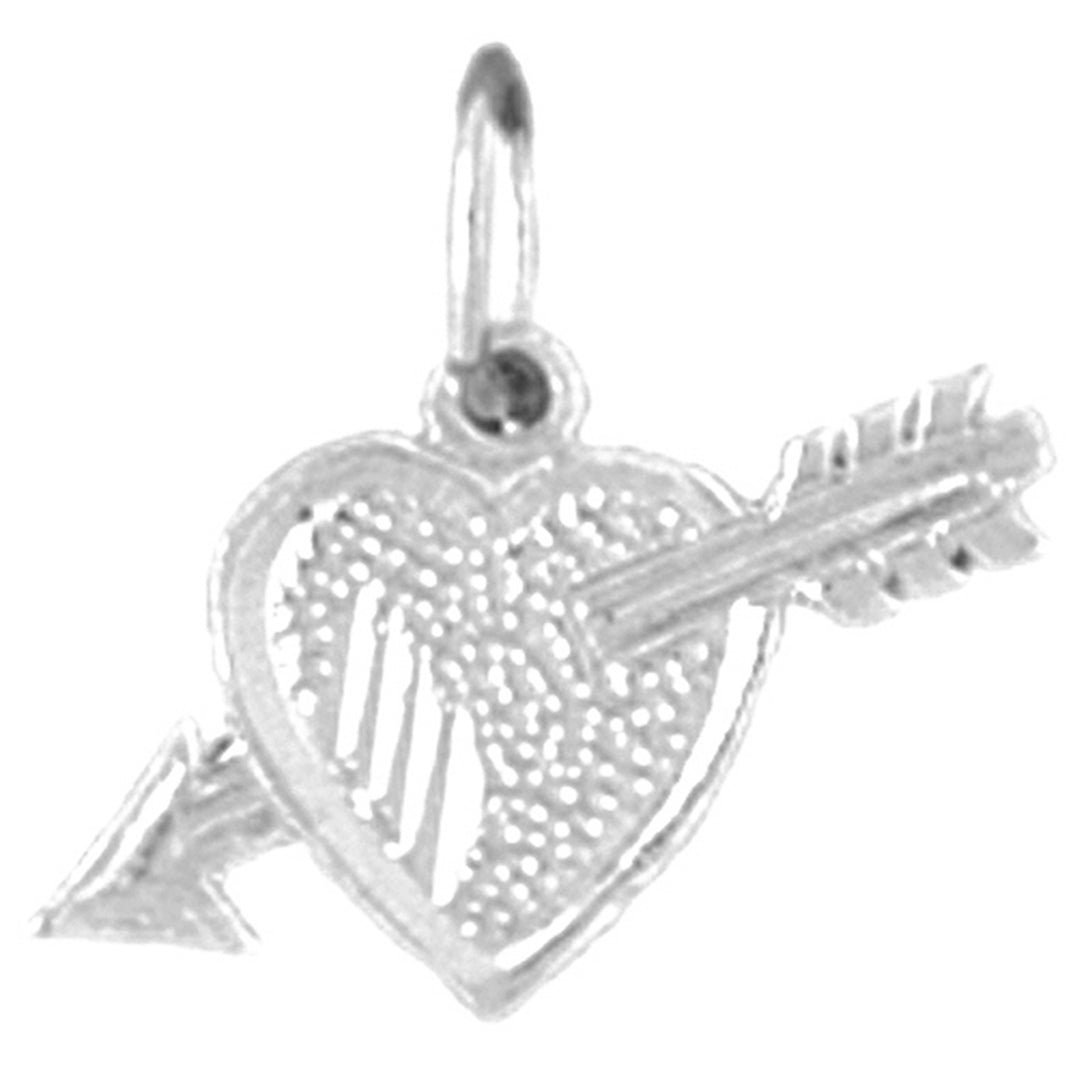 14K or 18K Gold Heart With Arrow Pendant