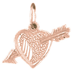 14K or 18K Gold Heart With Arrow Pendant