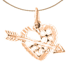 14K or 18K Gold Heart With Arrow Pendant