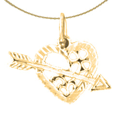 14K or 18K Gold Heart With Arrow Pendant