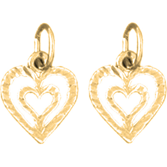 Yellow Gold-plated Silver 14mm Heart Earrings