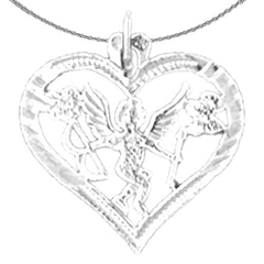 14K or 18K Gold Heart With Angel Pendant