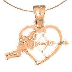 14K or 18K Gold Heart With Cupid Pendant