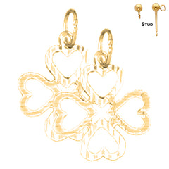 Pendientes de plata de ley con forma de corazón de San Valentín de 19 mm (chapados en oro blanco o amarillo)