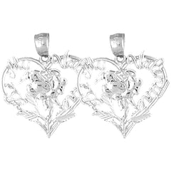 14K or 18K Gold 21mm Valentine Heart With Cupid Earrings