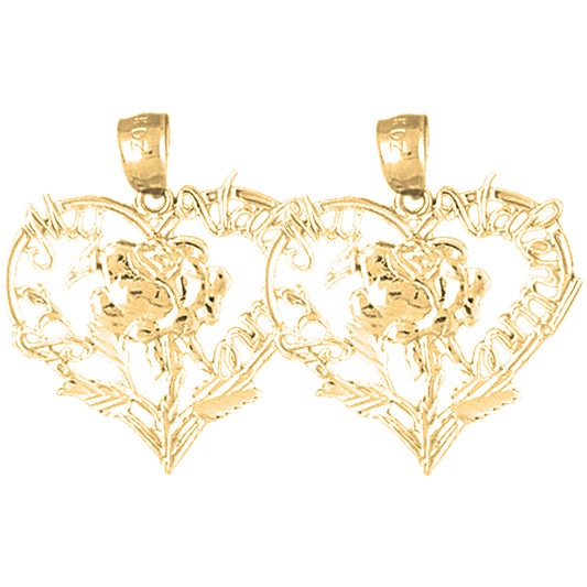 Yellow Gold-plated Silver 21mm Valentine Heart With Cupid Earrings