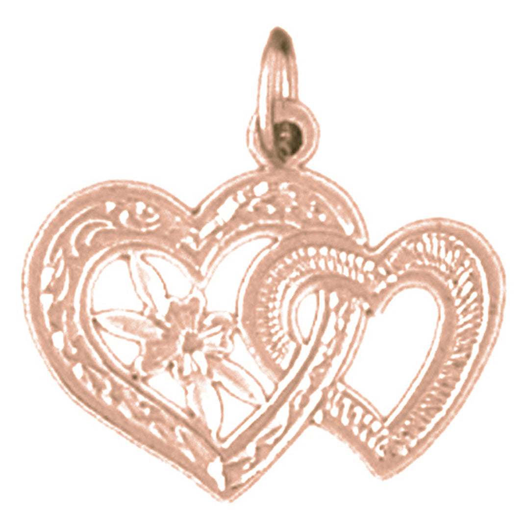 14K or 18K Gold Two Hearts Pendant