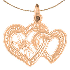 14K or 18K Gold Two Hearts Pendant