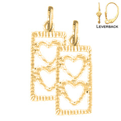 Sterling Silver 19mm Heart With Ladder Earrings (White or Yellow Gold Plated)