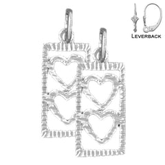 Sterling Silver 19mm Heart With Ladder Earrings (White or Yellow Gold Plated)