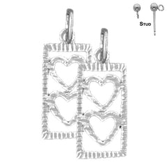 Pendientes de corazón con escalera de plata de ley de 19 mm (chapados en oro blanco o amarillo)