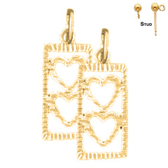 Sterling Silver 19mm Heart With Ladder Earrings (White or Yellow Gold Plated)