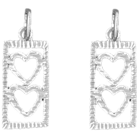Sterling Silver 19mm Heart With Ladder Earrings