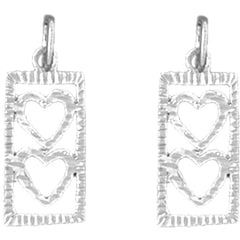 Sterling Silver 19mm Heart With Ladder Earrings