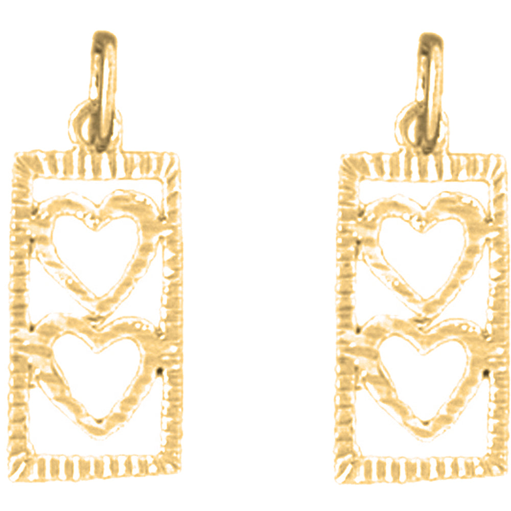 Yellow Gold-plated Silver 19mm Heart With Ladder Earrings