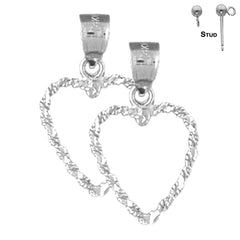 Pendientes de corazón flotante de plata de ley de 22 mm (chapados en oro blanco o amarillo)