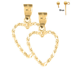 Sterling Silver 22mm Floating Heart Earrings (White or Yellow Gold Plated)