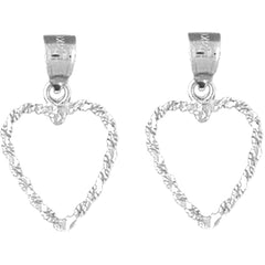 Sterling Silver 22mm Floating Heart Earrings