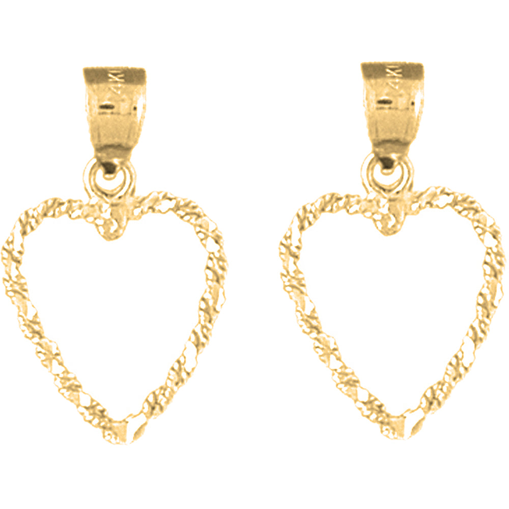 Yellow Gold-plated Silver 22mm Floating Heart Earrings